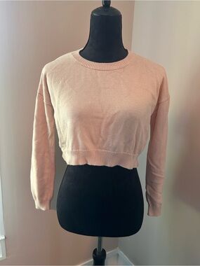 Cropped Pink Crewneck Sweater